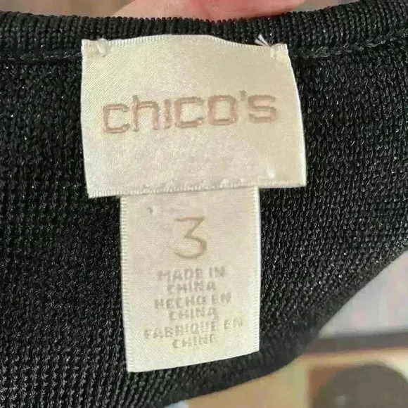 Chico's Chrissy Cape Sweater Pullover Black Sequins Metallic Women Size 3 - Picture 7 of 13